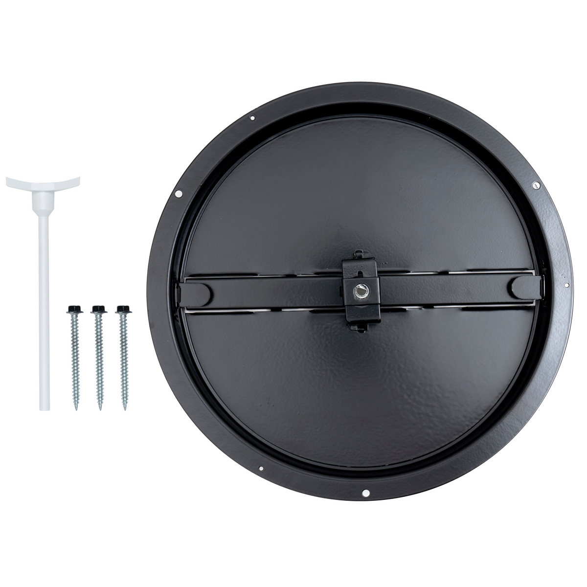 10" Black Steel Butterfly Damper for Round Ceiling Diffuser, Plastic Key Handle