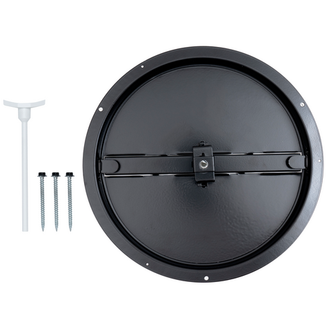 10" Black Steel Butterfly Damper for Round Ceiling Diffuser, Plastic Key Handle