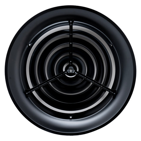 10" Black Steel Round Ceiling Diffuser, Supply Vent Cover for Round Neck Air Ducts
