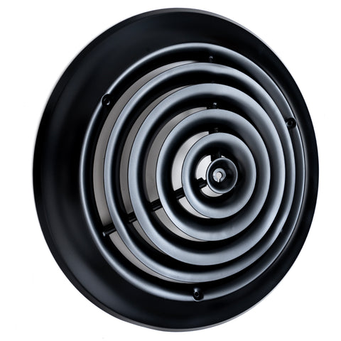 10" Black Steel Round Ceiling Diffuser, Supply Vent Cover for Round Neck Air Ducts