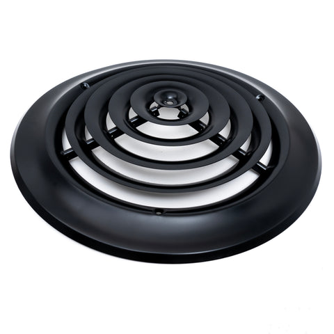 10" Black Steel Round Ceiling Diffuser, Supply Vent Cover for Round Neck Air Ducts