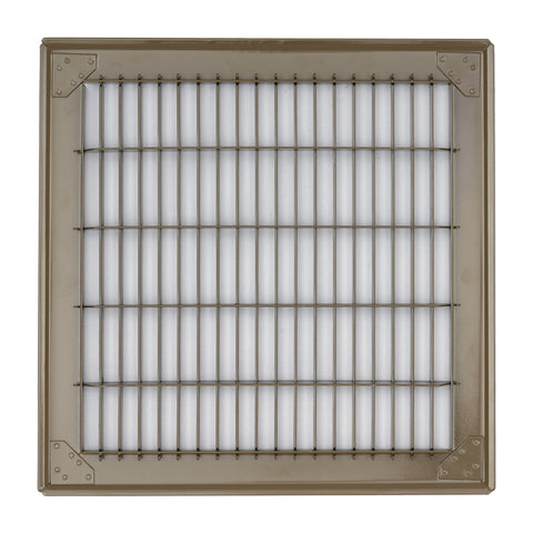 10"x10" Brown Steel Return Air Floor Grille, Walkable Heavy-Duty Fixed-Blade Vent Cover
