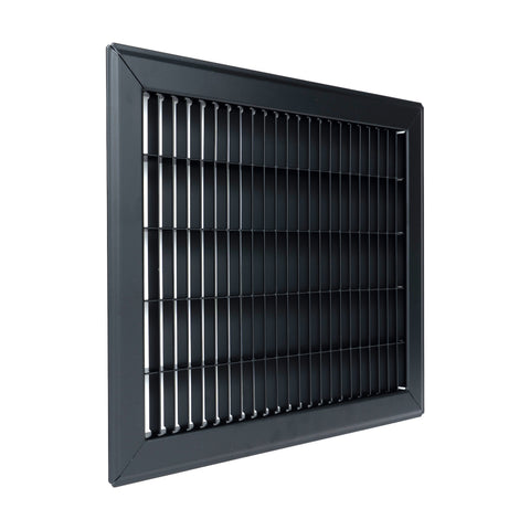 10"x12" Black Steel Return Air Floor Grille, Walkable Heavy-Duty Fixed-Blade Vent Cover