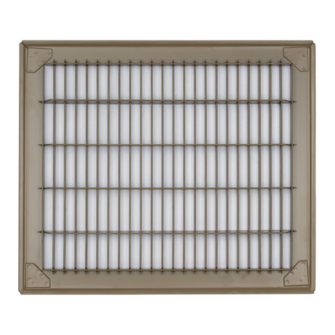 10"x12" Brown Steel Return Air Floor Grille, Walkable Heavy-Duty Fixed-Blade Vent Cover