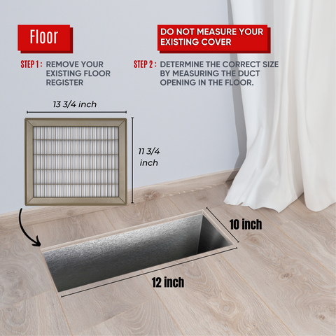 10"x12" Brown Steel Return Air Floor Grille, Walkable Heavy-Duty Fixed-Blade Vent Cover