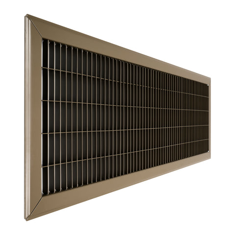 10"x30" Brown Steel Return Air Floor Grille, Walkable Heavy-Duty Fixed-Blade Vent Cover