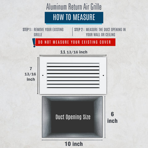 10"x6" White Aluminum Rust-Free Return Air Grille, High-Airflow HVAC Cold Air Intake for Wall & Ceiling