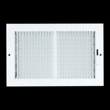 10"x6" White Steel Baseboard Air Supply Grille, Multi-Shutter Damper Vent Cover