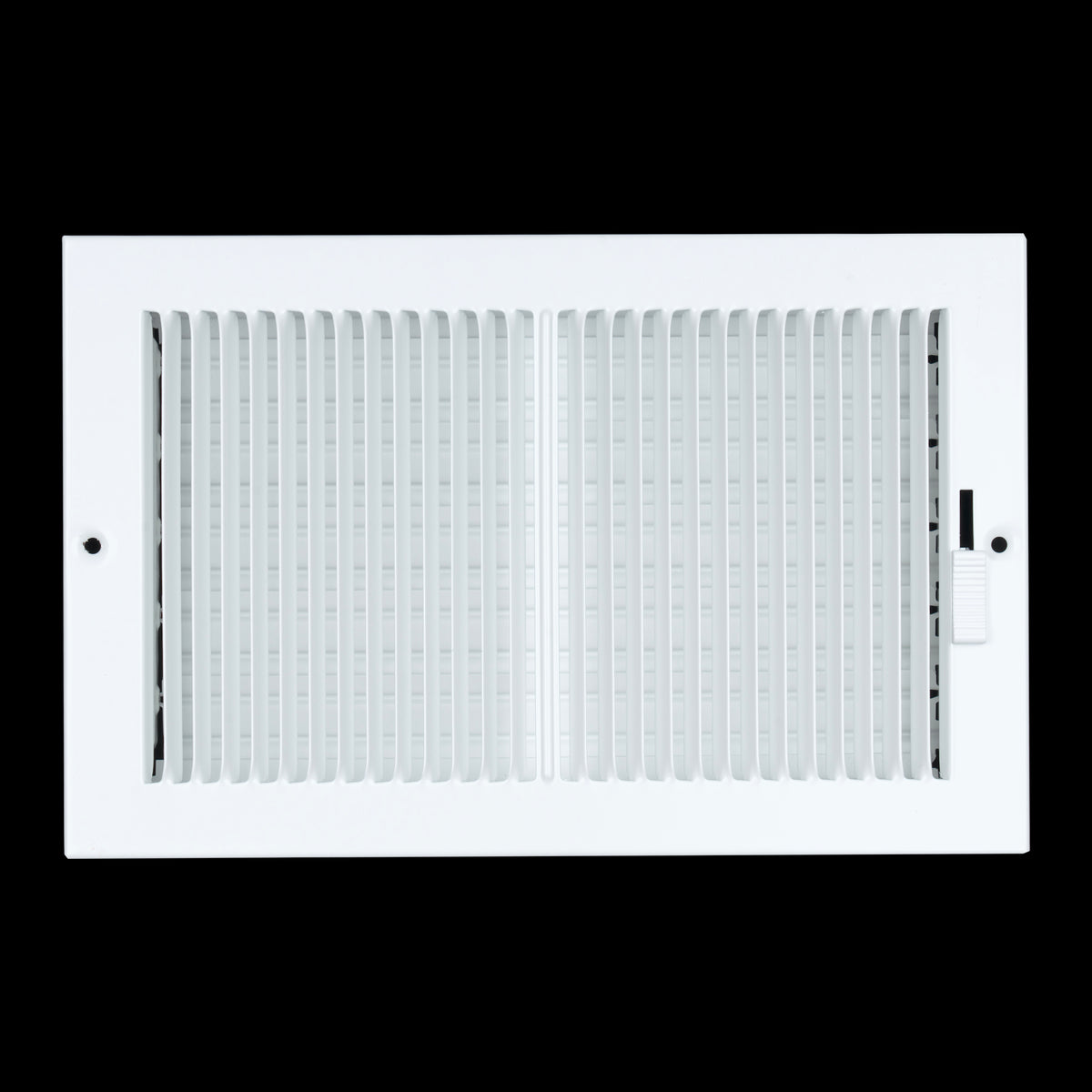10"x6" White Steel Baseboard Air Supply Grille, Multi-Shutter Damper Vent Cover
