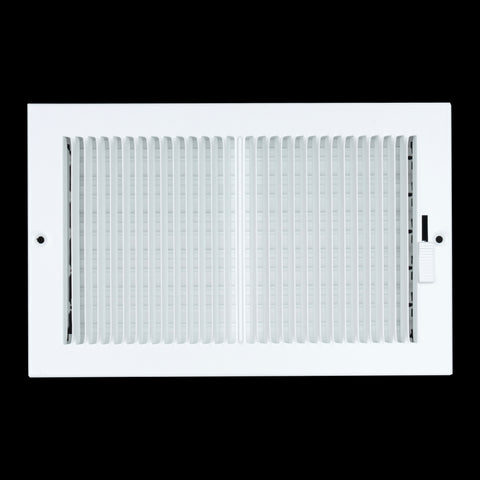 10"x6" White Steel Baseboard Air Supply Grille, Multi-Shutter Damper Vent Cover
