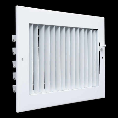 10"x6" White Steel Adjustable Supply Register, Air Vent Cover with Damper for Sidewall Or Ceiling