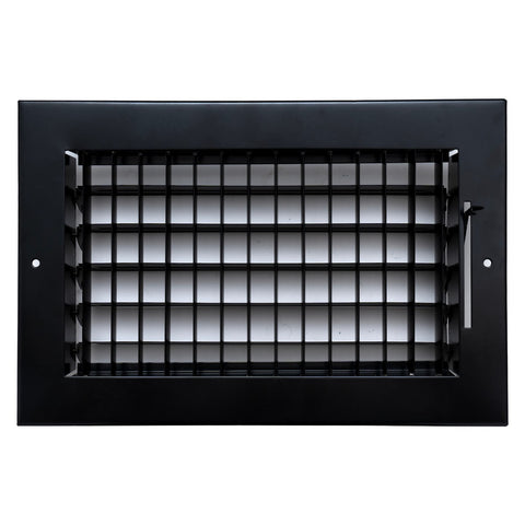 10"x6" Black Steel Adjustable Supply Register, Air Vent Cover with Damper for Sidewall Or Ceiling