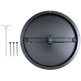 12" Black Steel Butterfly Damper for Round Ceiling Diffuser, Plastic Key Handle