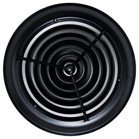 12" Black Steel Round Ceiling Diffuser, Supply Vent Cover for Round Neck Air Ducts