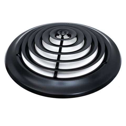 12" Black Steel Round Ceiling Diffuser, Supply Vent Cover for Round Neck Air Ducts