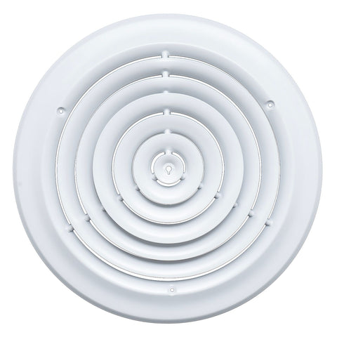 12" White Steel Round Ceiling Diffuser, Supply Vent Cover for Round Neck Air Ducts