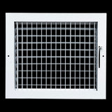 12"x10" White Steel Adjustable Supply Register, Air Vent Cover with Damper for Sidewall Or Ceiling