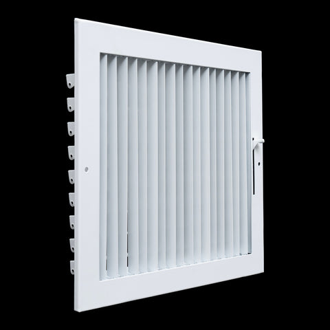12"x10" White Steel Adjustable Supply Register, Air Vent Cover with Damper for Sidewall Or Ceiling