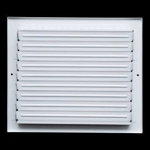12"x10" White Steel Adjustable Supply Register, Air Vent Cover with Damper for Sidewall Or Ceiling