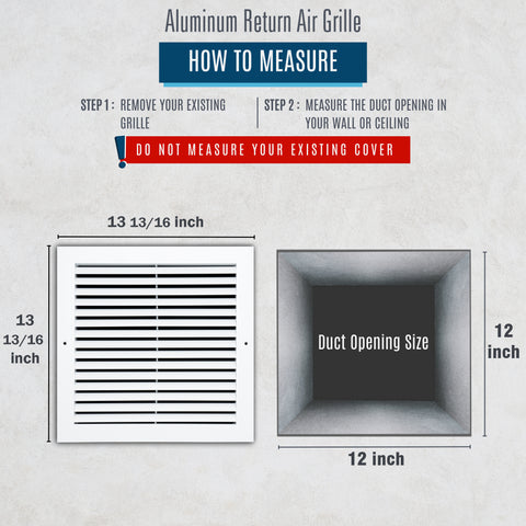 12"x12" White Aluminum Rust-Free Return Air Grille, High-Airflow HVAC Cold Air Intake for Wall & Ceiling