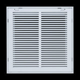 12"x12" White Steel Return Air Filter Grille, Removable Door, Plastic Latches, for 1-Inch Filters