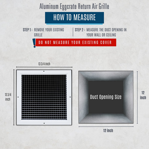 12"x12" White Aluminum Eggcrate Return Air Grille, Low-Noise High-Airflow Rust-Proof Vent Cover