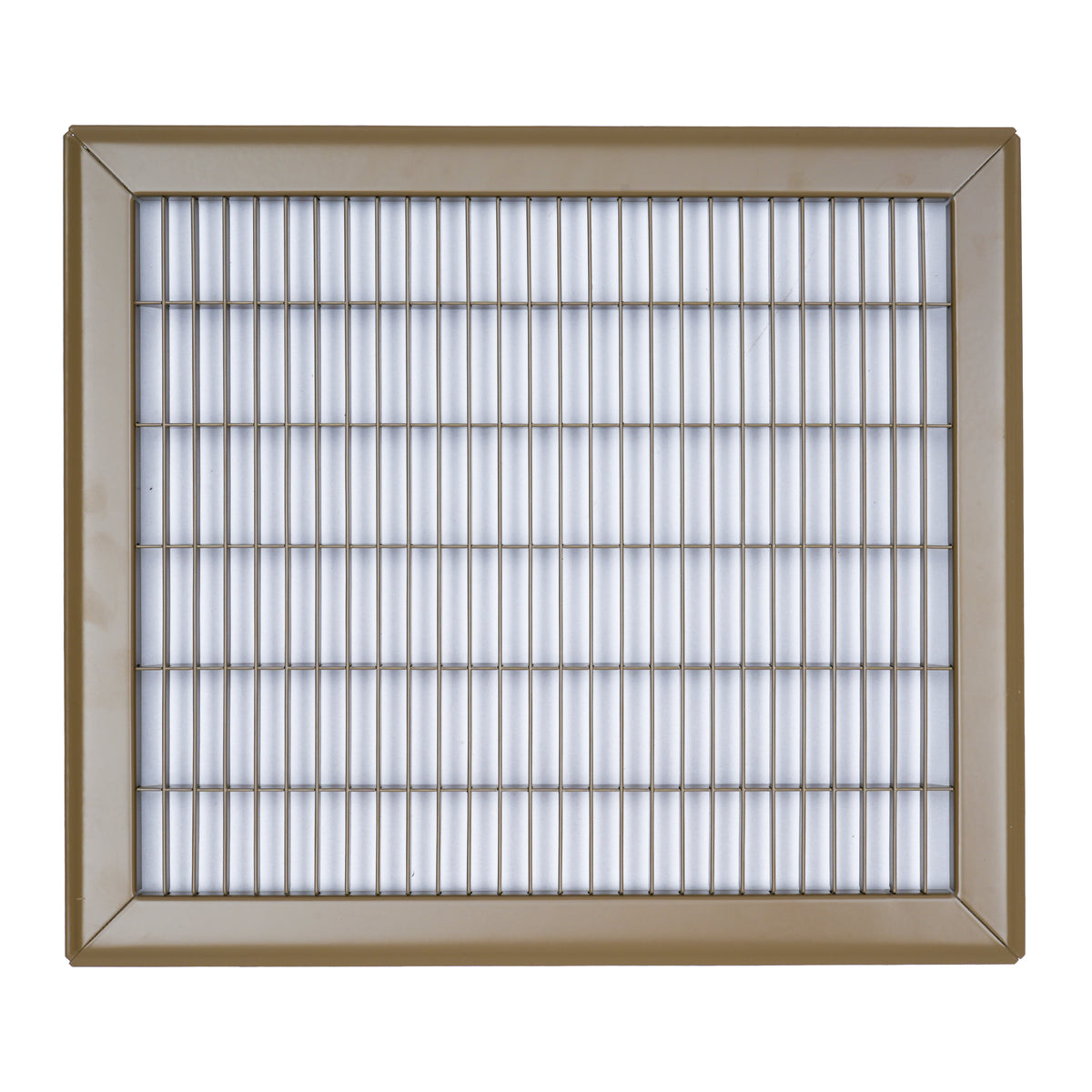 12"x14" Brown Steel Return Air Floor Grille, Walkable Heavy-Duty Fixed-Blade Vent Cover