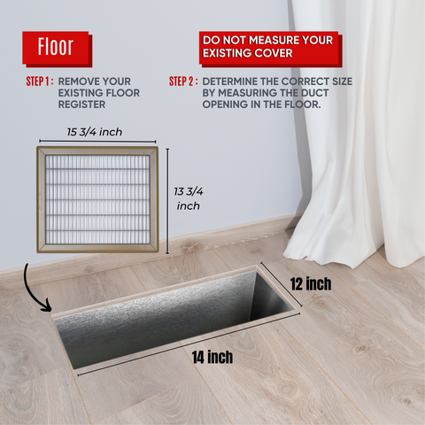 12"x14" Brown Steel Return Air Floor Grille, Walkable Heavy-Duty Fixed-Blade Vent Cover