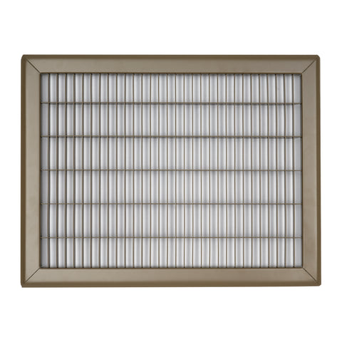 12"x16" Brown Steel Return Air Floor Grille, Walkable Heavy-Duty Fixed-Blade Vent Cover