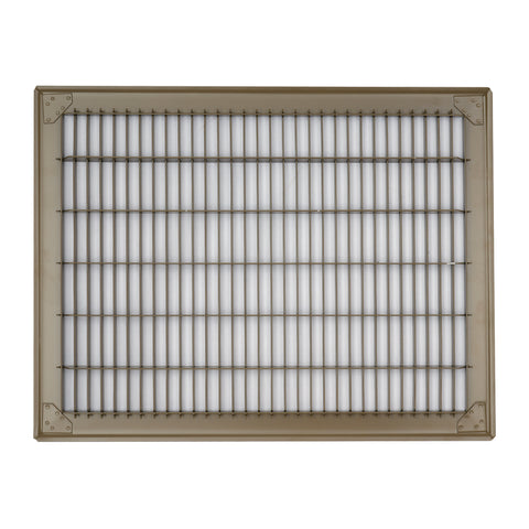 12"x16" Brown Steel Return Air Floor Grille, Walkable Heavy-Duty Fixed-Blade Vent Cover