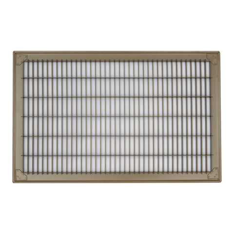 12"x20" Brown Steel Return Air Floor Grille, Walkable Heavy-Duty Fixed-Blade Vent Cover