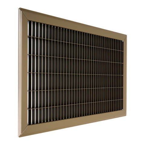 12"x20" Brown Steel Return Air Floor Grille, Walkable Heavy-Duty Fixed-Blade Vent Cover
