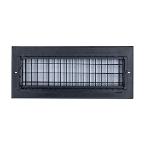 12"x4" Black Steel Adjustable Supply Register, Air Vent Cover with Damper for Sidewall Or Ceiling