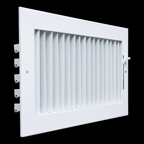 12"x6" White Steel Adjustable Supply Register, Air Vent Cover with Damper for Sidewall Or Ceiling