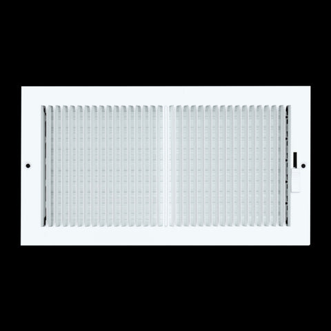 12"x6" White Steel Baseboard Air Supply Grille, Multi-Shutter Damper Vent Cover