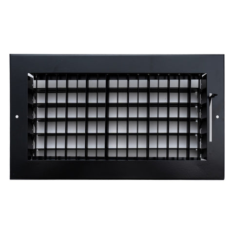 12"x6" Black Steel Adjustable Supply Register, Air Vent Cover with Damper for Sidewall Or Ceiling