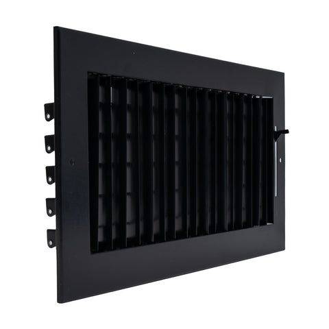 12"x6" Black Steel Adjustable Supply Register, Air Vent Cover with Damper for Sidewall Or Ceiling