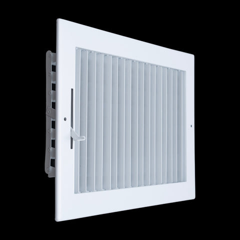 12"x8" White Steel Adjustable Supply Register, Air Vent Cover with Damper for Sidewall Or Ceiling