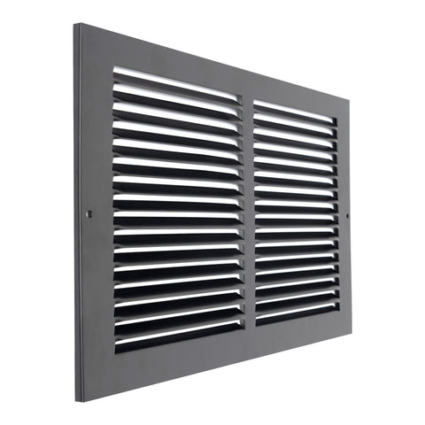 12"x8" Black Steel Return Air Grille, High-Airflow HVAC Cold Air Intake for Wall & Ceiling