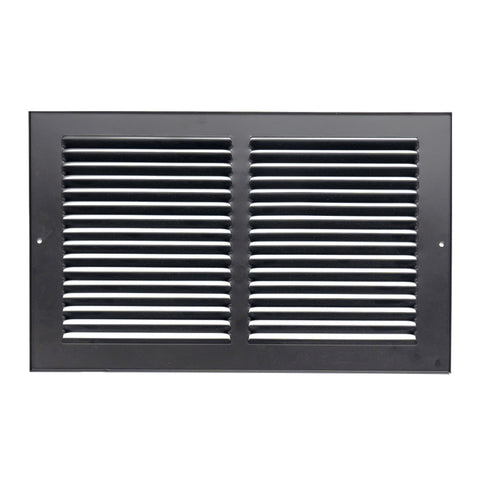 12"x8" Black Steel Return Air Grille, High-Airflow HVAC Cold Air Intake for Wall & Ceiling