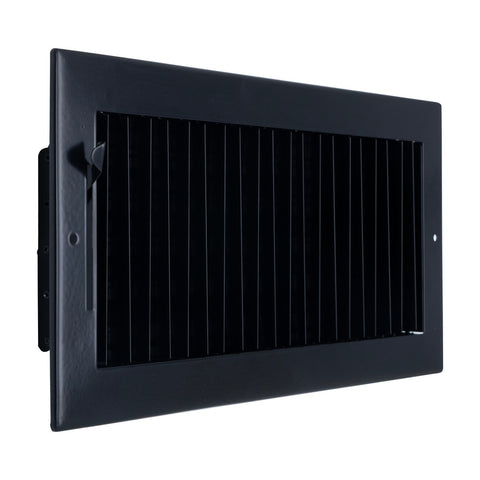 14"x6" Black Steel Adjustable Supply Register, Air Vent Cover with Damper for Sidewall Or Ceiling