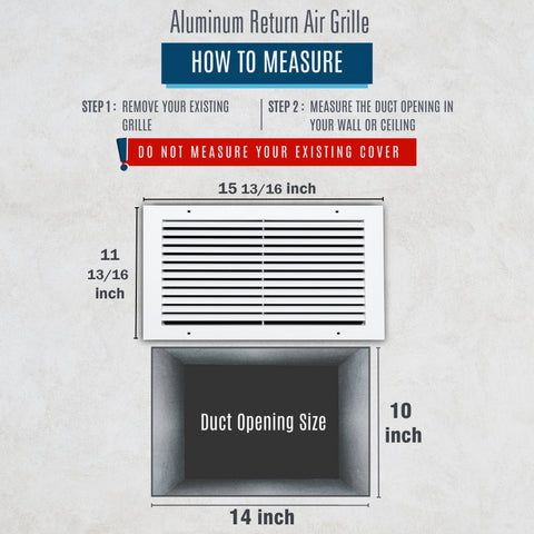 14"x10" White Aluminum Rust-Free Return Air Grille, High-Airflow HVAC Cold Air Intake for Wall & Ceiling