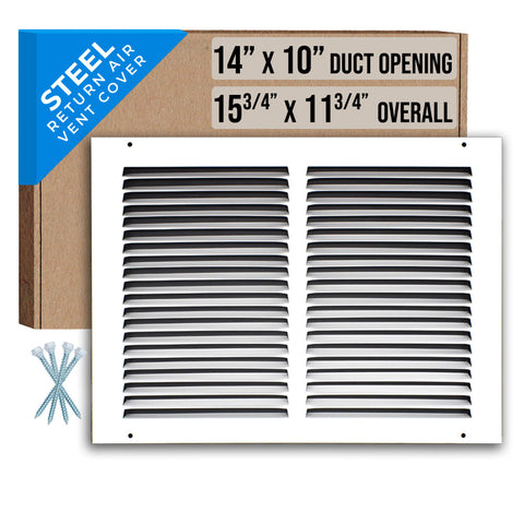 12"x8" White Steel Return Air Grille, High-Airflow HVAC Cold Air Intake for Wall & Ceiling