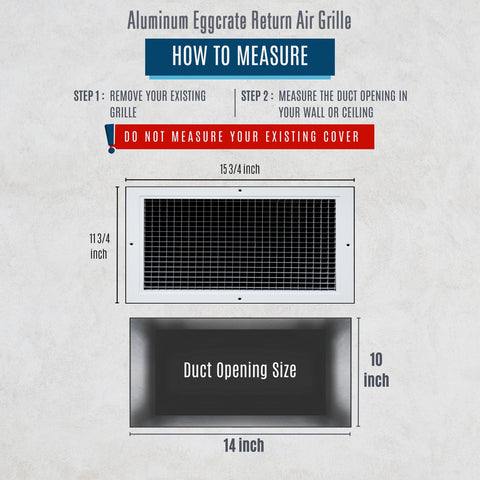 14"x10" White Aluminum Eggcrate Return Air Grille, Low-Noise High-Airflow Rust-Proof Vent Cover