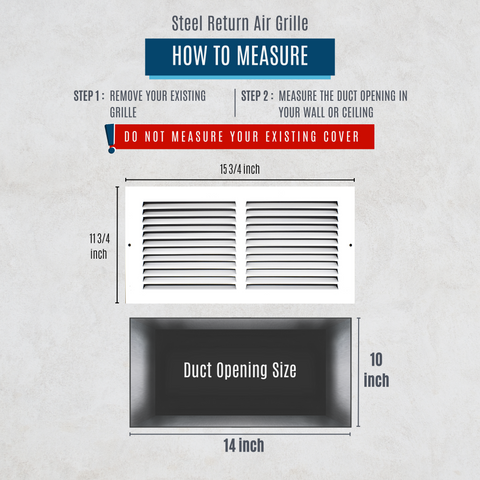 12"x8" White Steel Return Air Grille, High-Airflow HVAC Cold Air Intake for Wall & Ceiling