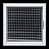 14"x14" White Steel Adjustable Supply Register, Air Vent Cover with Damper for Sidewall Or Ceiling