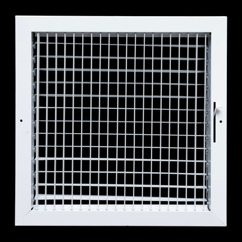 14"x14" White Steel Adjustable Supply Register, Air Vent Cover with Damper for Sidewall Or Ceiling