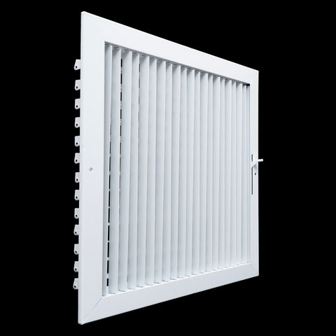 14"x14" White Steel Adjustable Supply Register, Air Vent Cover with Damper for Sidewall Or Ceiling