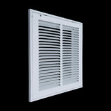 14"x14" White Steel Return Air Filter Grille, Removable Door, Plastic Latches, for 1-Inch Filters