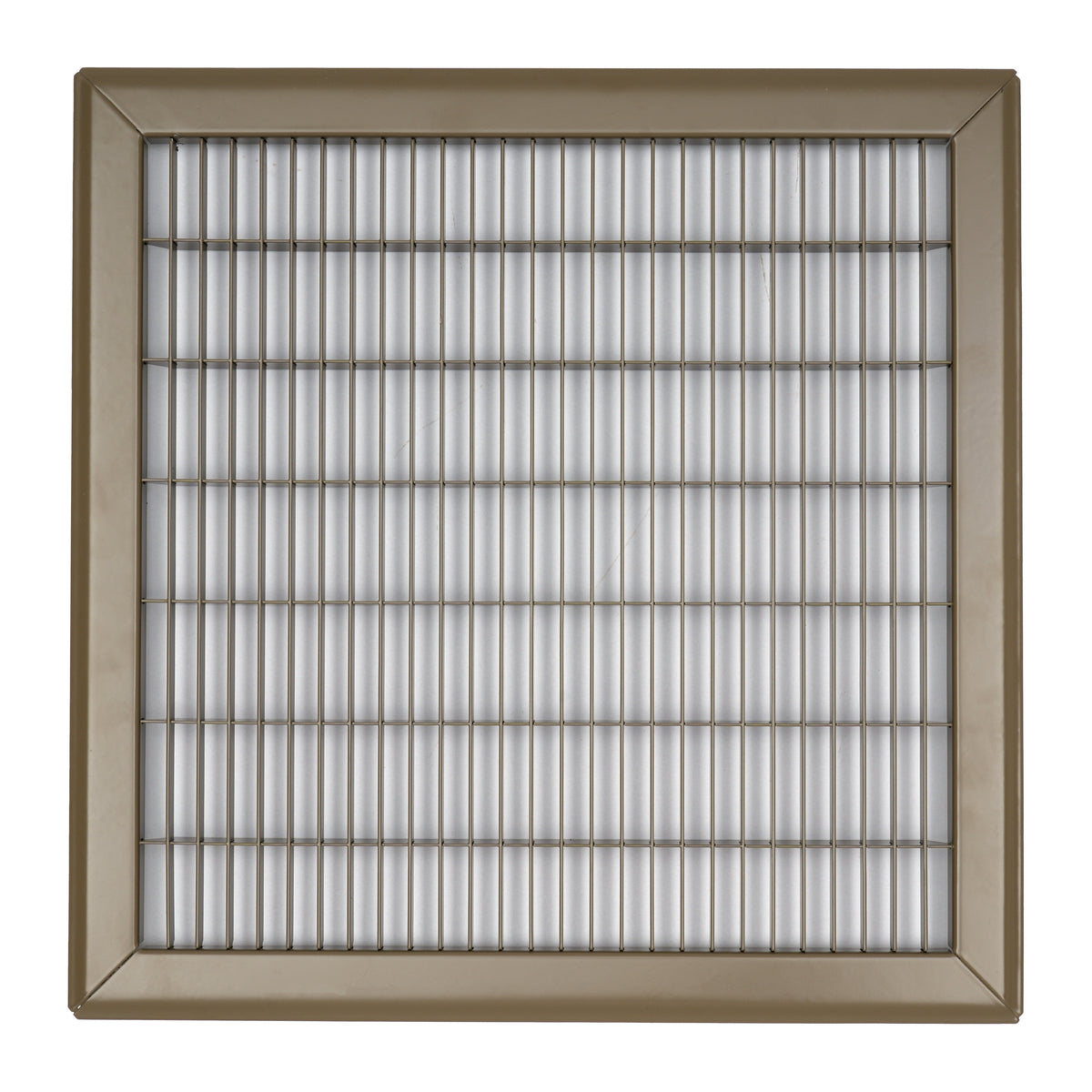 14"x14" Brown Steel Return Air Floor Grille, Walkable Heavy-Duty Fixed-Blade Vent Cover